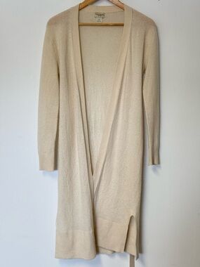 Club Monaco Cashmere Long Open Front Cream Cardigan Duster Sz.S